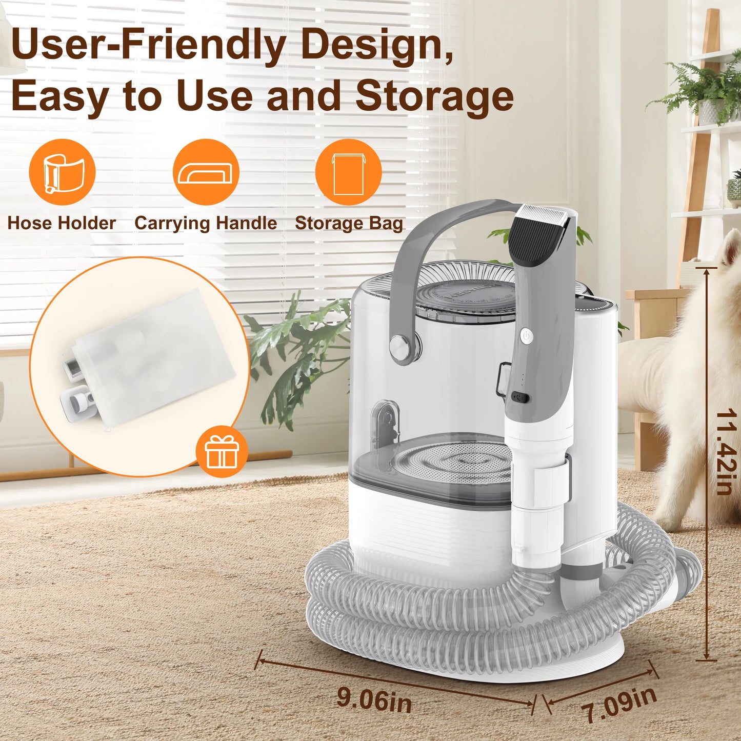 Dog Grooming Vacuum for Shedding, 13,200Pa Pet Grooming Vacuum Kit with Dogs Cats Clippers, 6 in 1 Low Noise Home Cleaning Tool