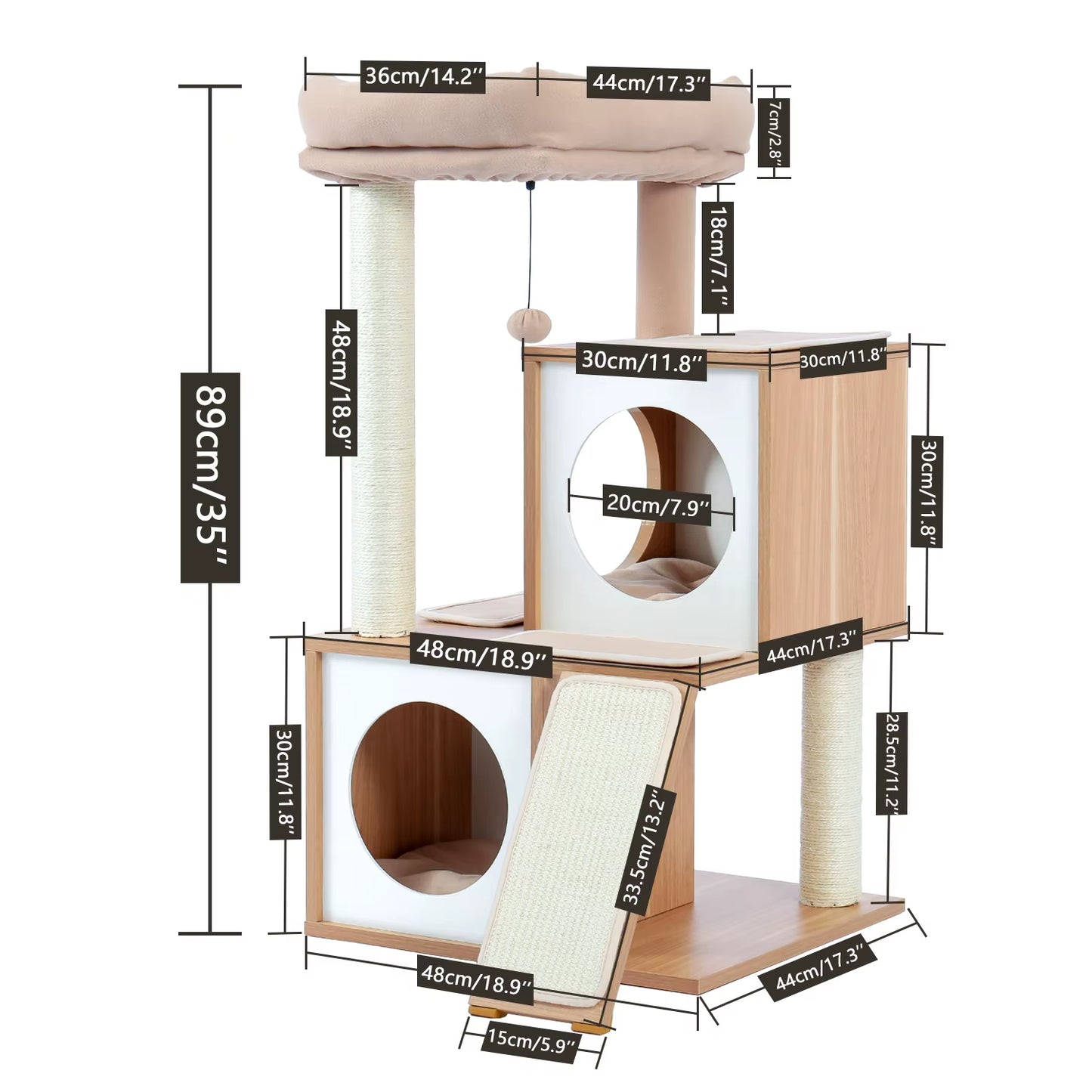 Cat Tree House Condo Cat’S Activity Center with Double Condo Indoor Soft Perch Fully Wrapped Scratching Sisal Post Rascador Gato