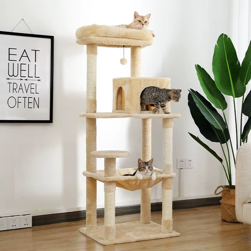 Cat Tree House Condo Cat’S Activity Center with Double Condo Indoor Soft Perch Fully Wrapped Scratching Sisal Post Rascador Gato
