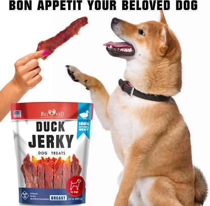 Dog Treats Duck Jerky 1.5 LB - Human Grade Pet Snacks - Natural High Protein Meat Dried Strips - Best Chews for Training Small & Large Dogs - Bulk Soft Pack