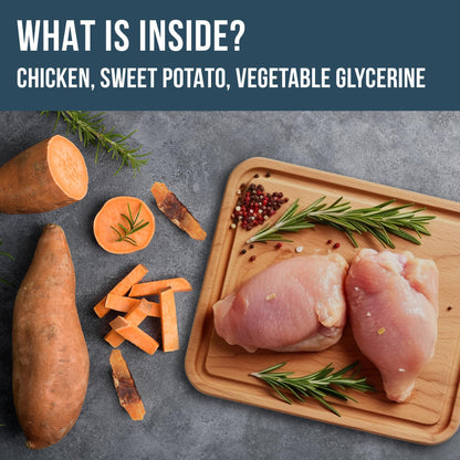 Chicken Jerky Dog Treats Human Grade Grain Free Organic Meat All Natural High Protein Dried Strips Best Chews for Training Small & Large Dogs Bulk Soft Pack Made for USA 24 Oz. (Sweet Potato)