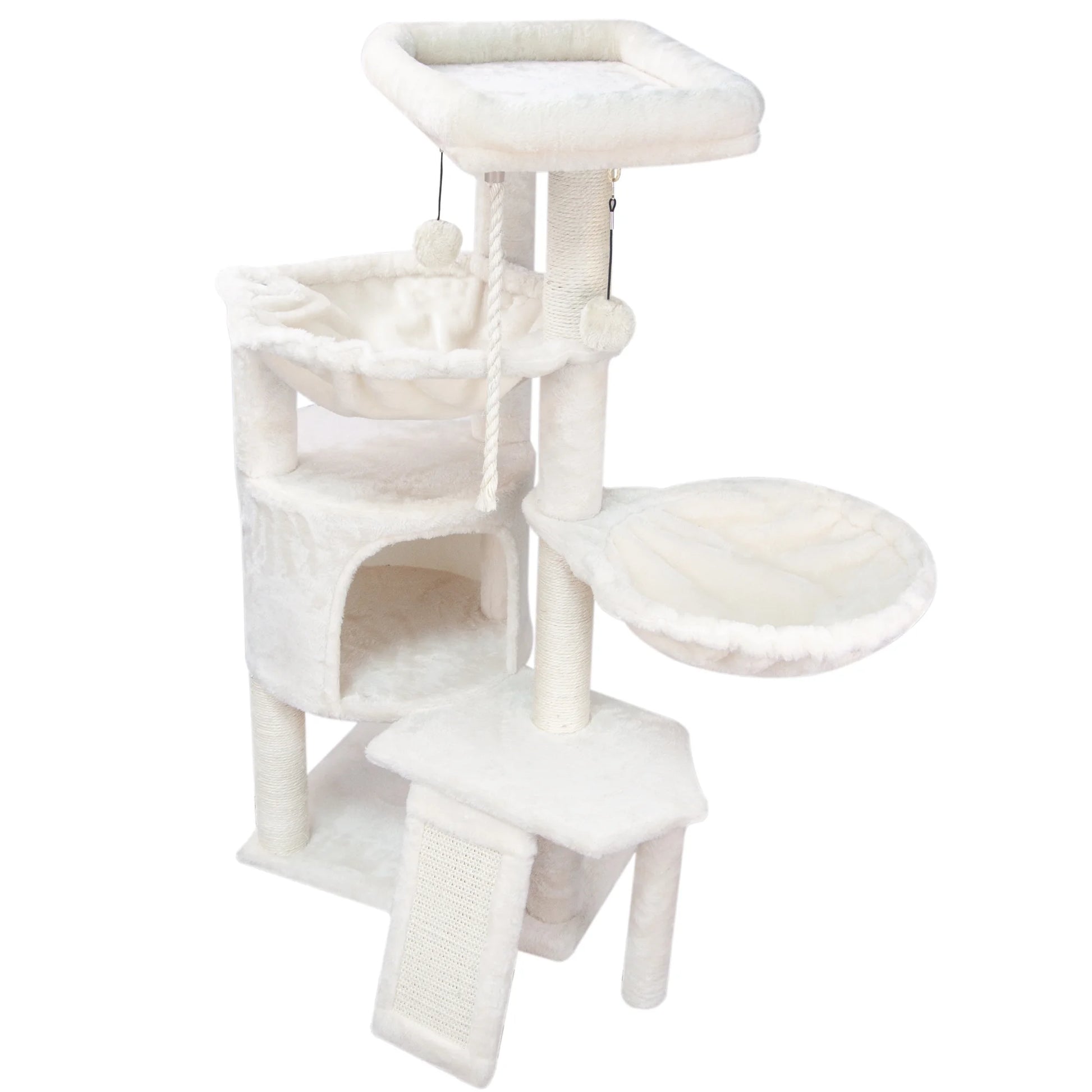 Cat Tree Cat Tower with Cat Scratching Posts,Activity Centre Climbing Tree Cat Furniture with Cat Condo and Two Hammocks,Beige