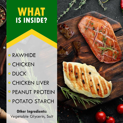 Dog Treats Rawhide Sticks Wrapped with Chicken 10.6 Oz Pet Natural Chew Treats - Grain Free Meat & Human Grade Dried Snacks - Best for Small & Large Dogs (10.6 Ounce (Pack of 1), Triple Sticks)