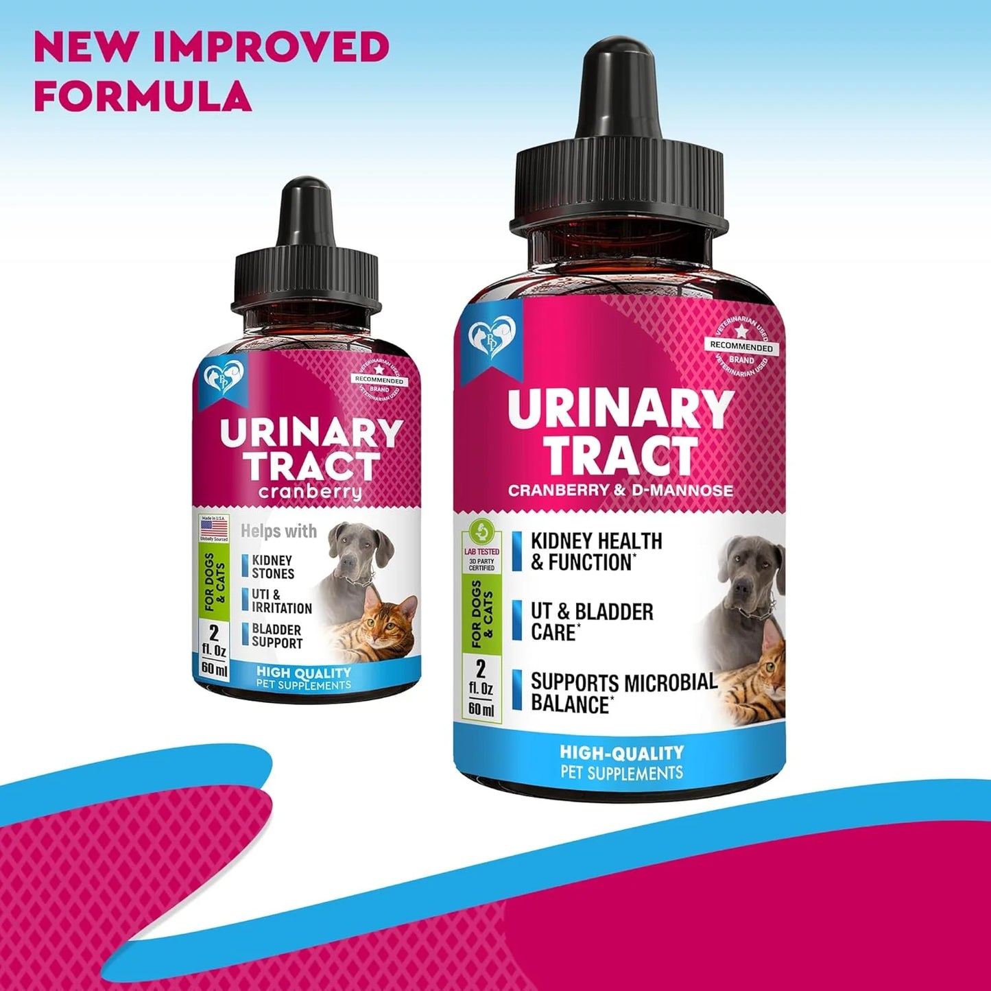 Cat & Dog Urinary Tract Infection Treatment & Natural UTI Cranberry -Kidney+Bladder Support Supplement - Best Prevention Urine Incontinence, Bladder Stones - Pet Renal Health & UTI Care Drops