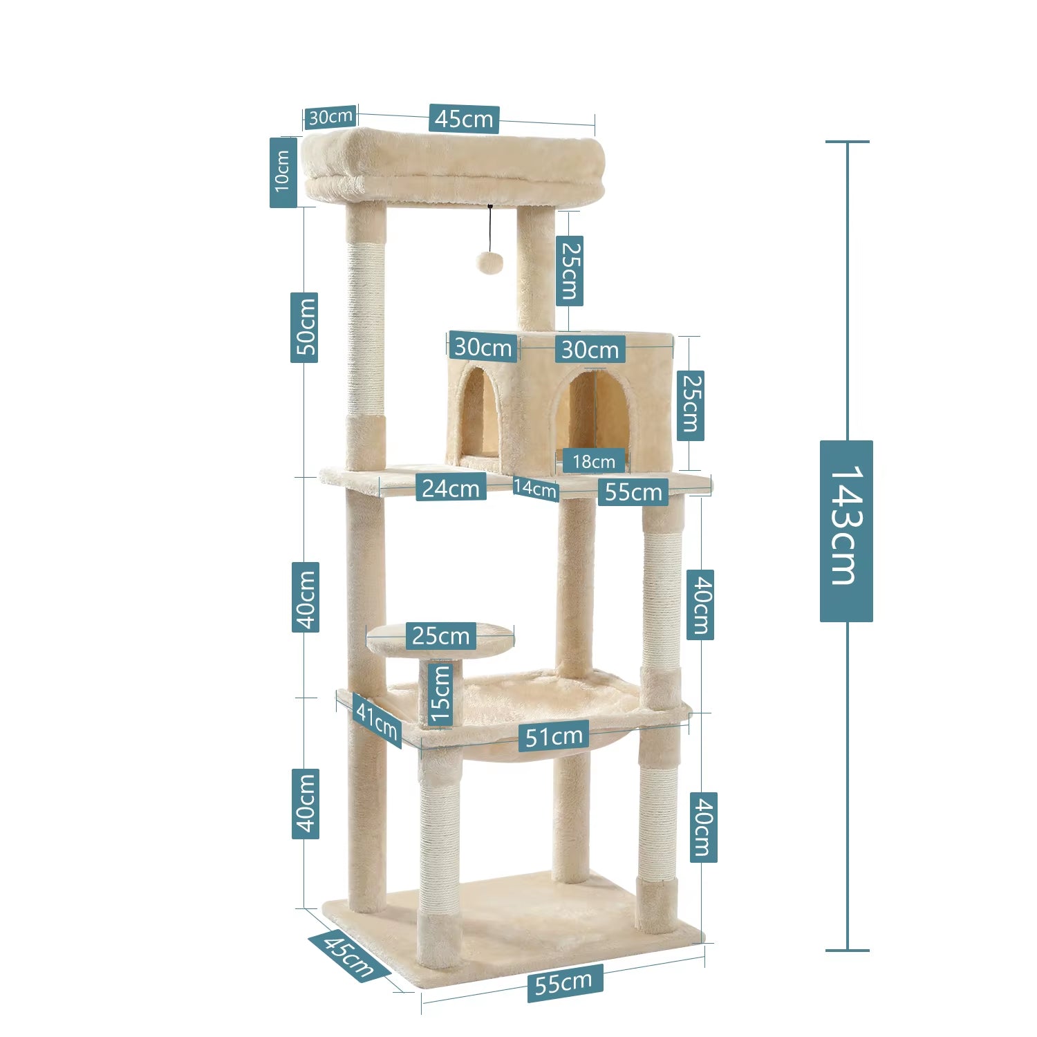 Cat Tree House Condo Cat’S Activity Center with Double Condo Indoor Soft Perch Fully Wrapped Scratching Sisal Post Rascador Gato