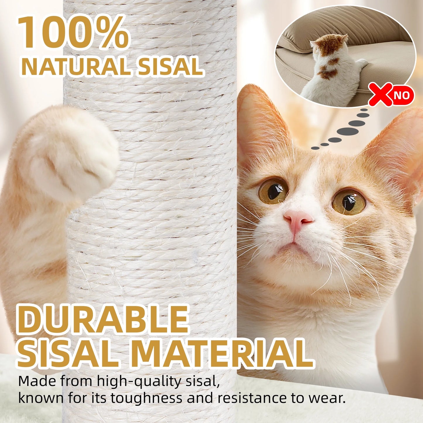 Cat Tree Cat Tower with Cat Scratching Posts,Activity Centre Climbing Tree Cat Furniture with Cat Condo and Two Hammocks,Beige