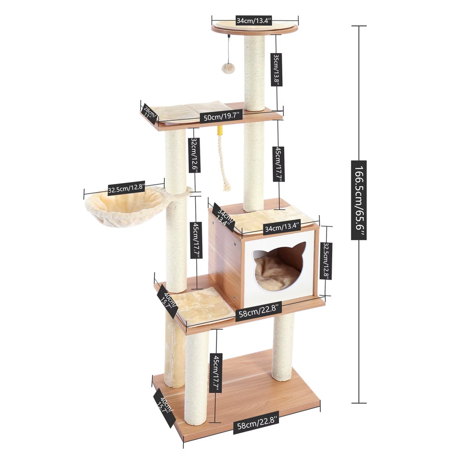 Cat Tree House Condo Cat’S Activity Center with Double Condo Indoor Soft Perch Fully Wrapped Scratching Sisal Post Rascador Gato