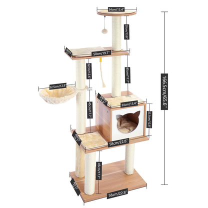 Cat Tree House Condo Cat’S Activity Center with Double Condo Indoor Soft Perch Fully Wrapped Scratching Sisal Post Rascador Gato