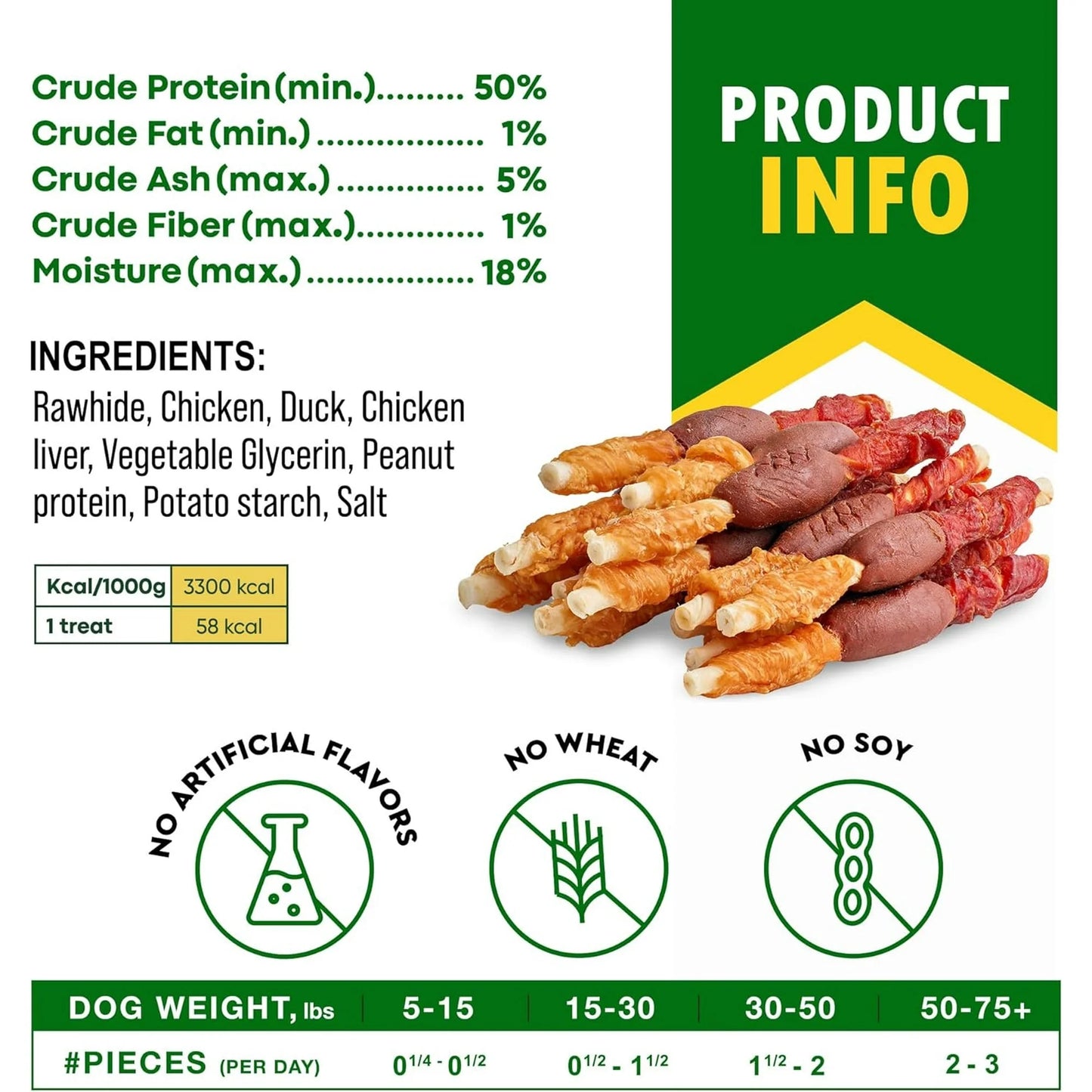 Dog Treats Rawhide Sticks Wrapped with Chicken 10.6 Oz Pet Natural Chew Treats - Grain Free Meat & Human Grade Dried Snacks - Best for Small & Large Dogs (10.6 Ounce (Pack of 1), Triple Sticks)