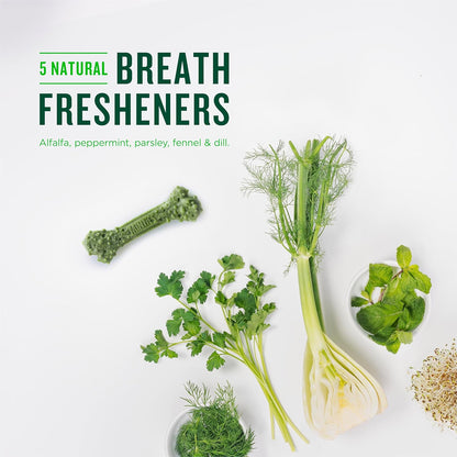 Dental Chews for Dogs, 8 Count, Vet-Recommended Mint-Flavored Dental Dog Treats for Medium Sizes 25-50 Lbs, Bones Clean Teeth, Fight Bad Breath, and Removes Plaque and Tartar