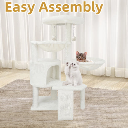 Cat Tree Cat Tower with Cat Scratching Posts,Activity Centre Climbing Tree Cat Furniture with Cat Condo and Two Hammocks,Beige