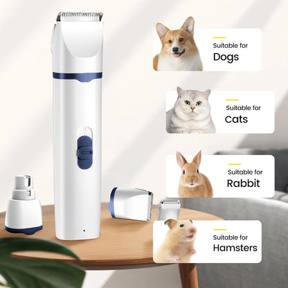 Dogs Hair Clippers Grooming Kit - 4 in 1 Electric Cordless Cordless Pet Nail Grinder for Dog Cat, Pet Clippers Grooming Paws, Eyes, Ears, Face,Nail, Hair