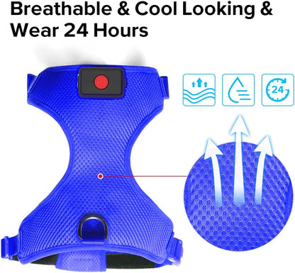 LED Dog Harness, Lighted up USB Rechargeable Pet Harness, Illuminated Reflective Glowing Dog Vest Adjustable Soft Padded No-Pull Suit for Small, Medium, Large Dogs (Blue, S)