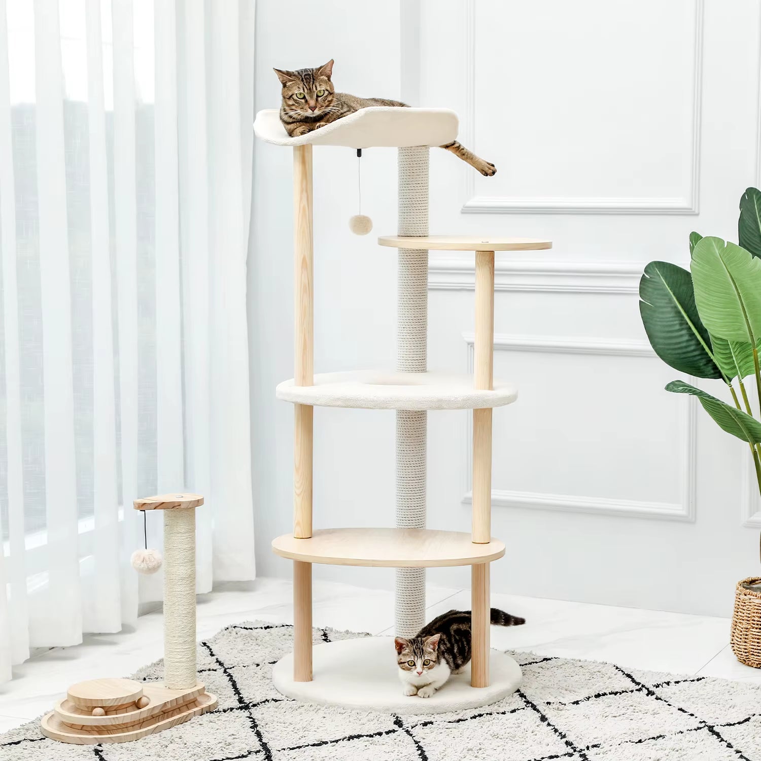 Cat Tree House Condo Cat’S Activity Center with Double Condo Indoor Soft Perch Fully Wrapped Scratching Sisal Post Rascador Gato
