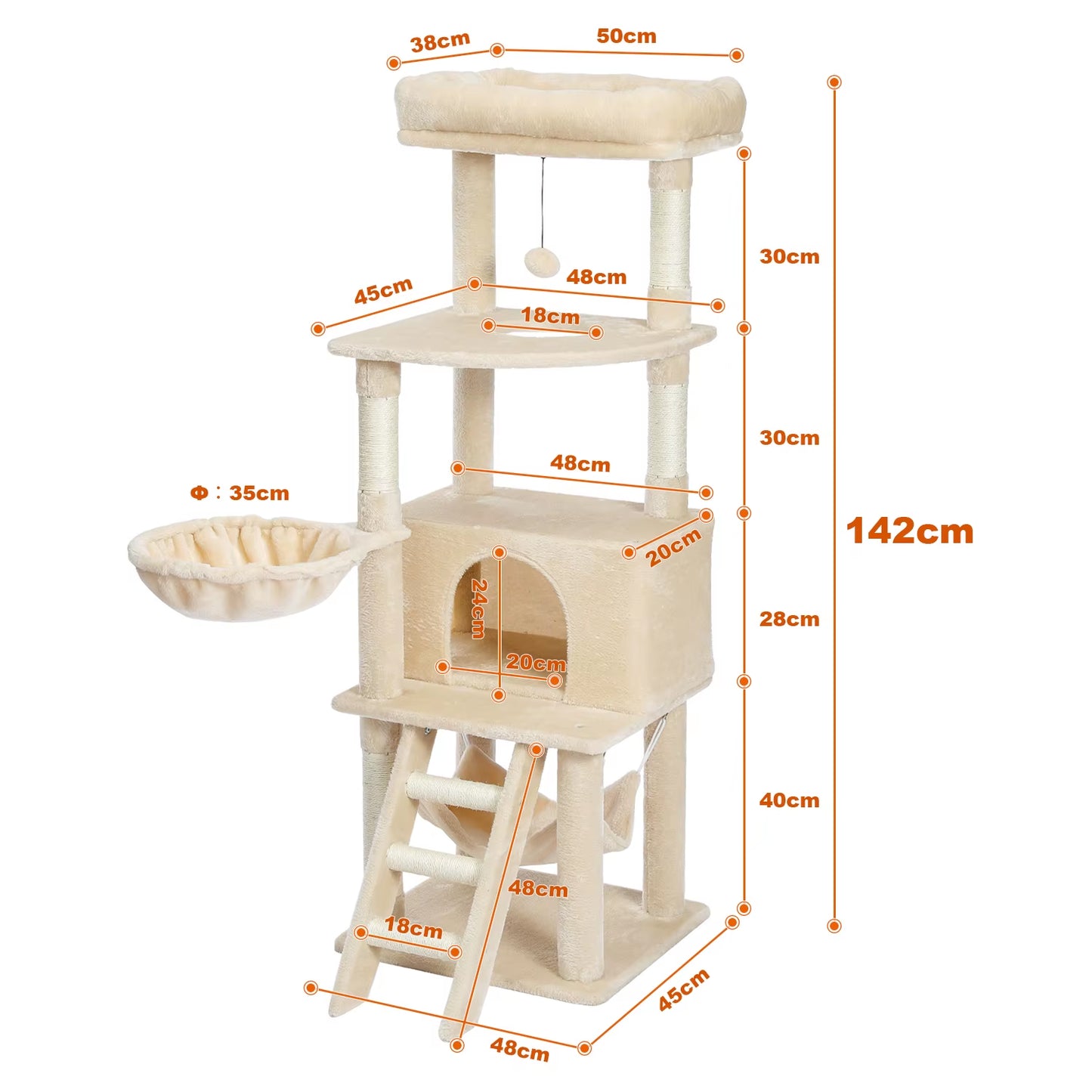 Cat Tree House Condo Cat’S Activity Center with Double Condo Indoor Soft Perch Fully Wrapped Scratching Sisal Post Rascador Gato