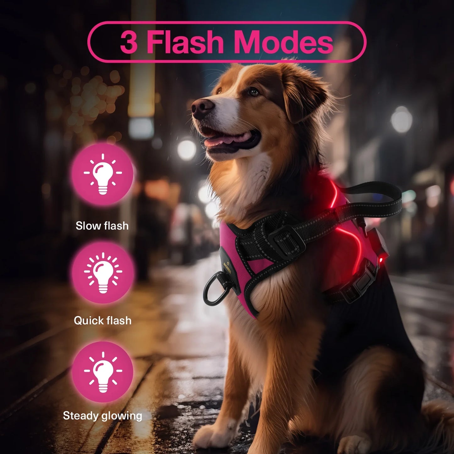 Light up Dog Harness - No Pull Led Dog Harness Rechargeable Lighted Dog Harness for Night Walking Adjustable Glow Vest for Small Medium Large Dogs