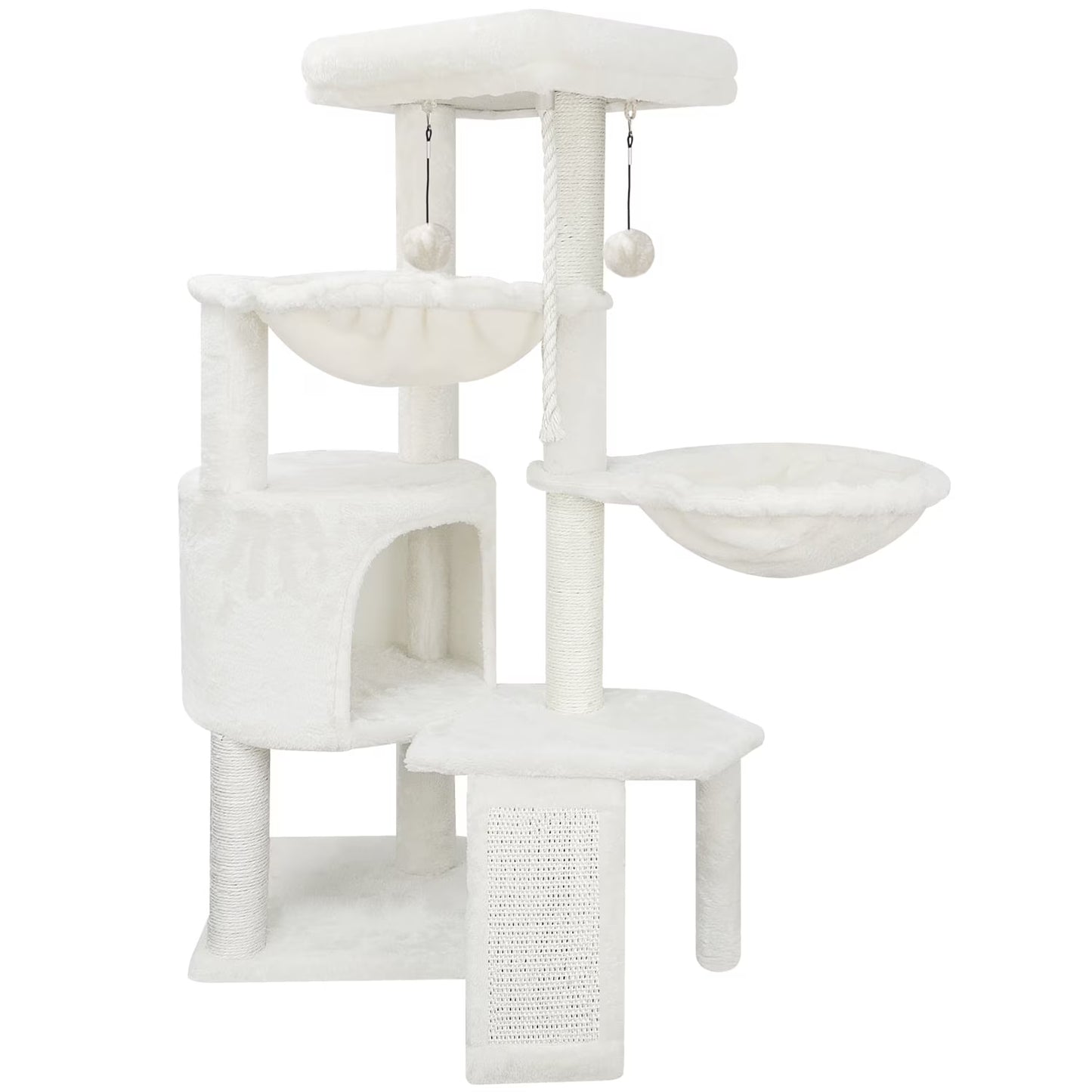 Cat Tree Cat Tower with Cat Scratching Posts,Activity Centre Climbing Tree Cat Furniture with Cat Condo and Two Hammocks,Beige