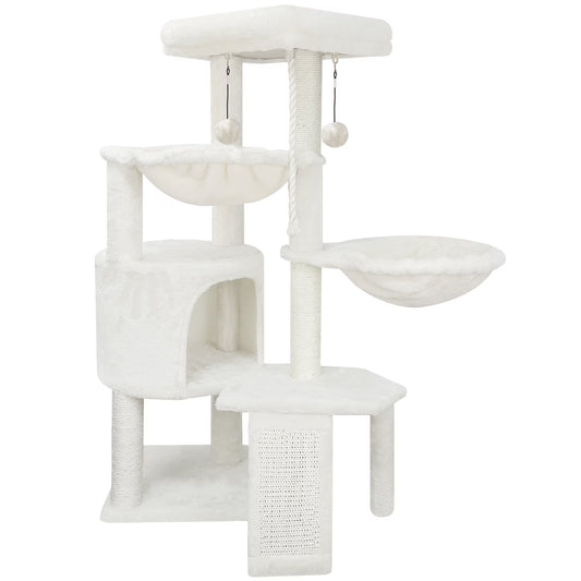 Cat Tree Cat Tower with Cat Scratching Posts,Activity Centre Climbing Tree Cat Furniture with Cat Condo and Two Hammocks,Beige