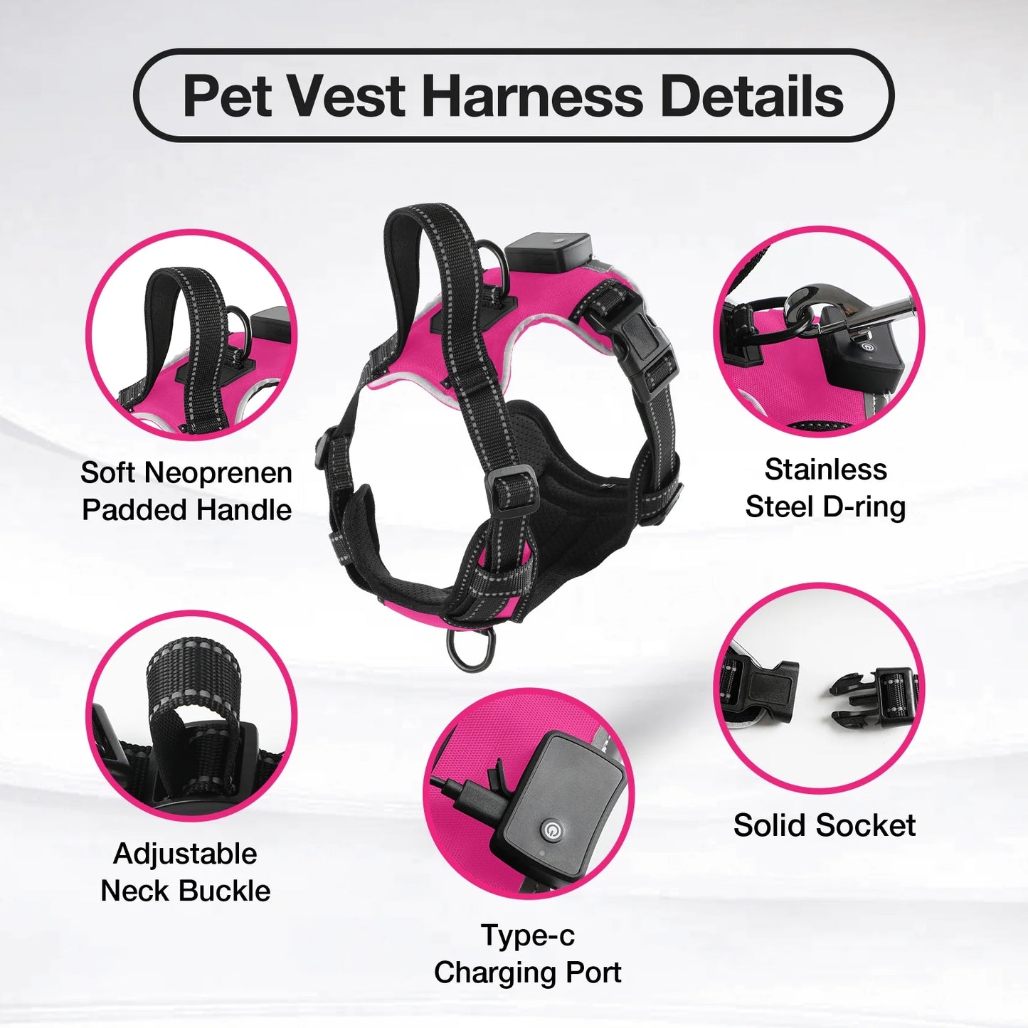 Light up Dog Harness - No Pull Led Dog Harness Rechargeable Lighted Dog Harness for Night Walking Adjustable Glow Vest for Small Medium Large Dogs