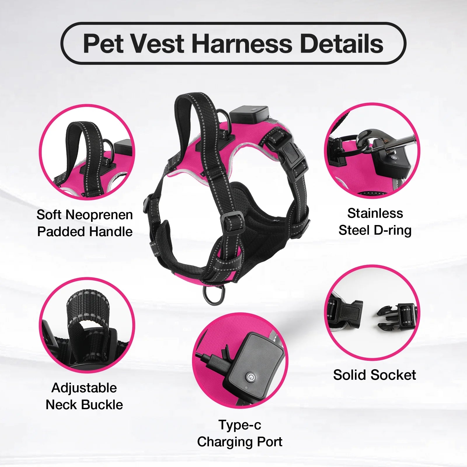 Light up Dog Harness - No Pull Led Dog Harness Rechargeable Lighted Dog Harness for Night Walking Adjustable Glow Vest for Small Medium Large Dogs