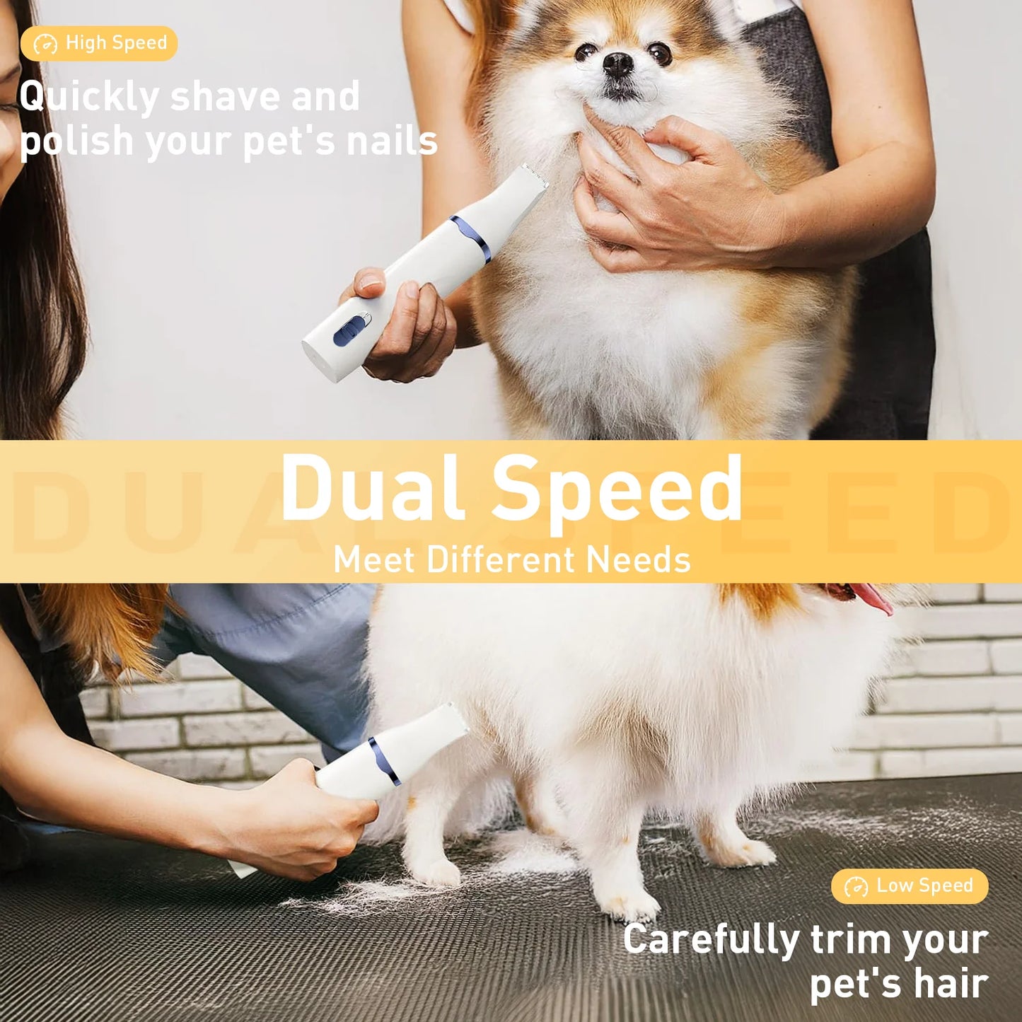 Dogs Hair Clippers Grooming Kit - 4 in 1 Electric Cordless Cordless Pet Nail Grinder for Dog Cat, Pet Clippers Grooming Paws, Eyes, Ears, Face,Nail, Hair