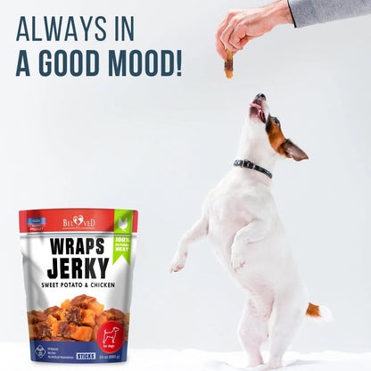 Chicken Jerky Dog Treats Human Grade Grain Free Organic Meat All Natural High Protein Dried Strips Best Chews for Training Small & Large Dogs Bulk Soft Pack Made for USA 24 Oz. (Sweet Potato)